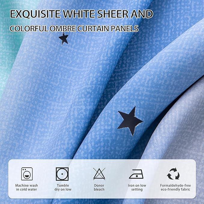 XiDi Curtains for Girls Bedroom Kids Room Unicorn Princess Theme Home Decor Room Darkening Grommet Window Curtains 63 Inches Length Blue Green Grey, W34 X L63 2 Panels