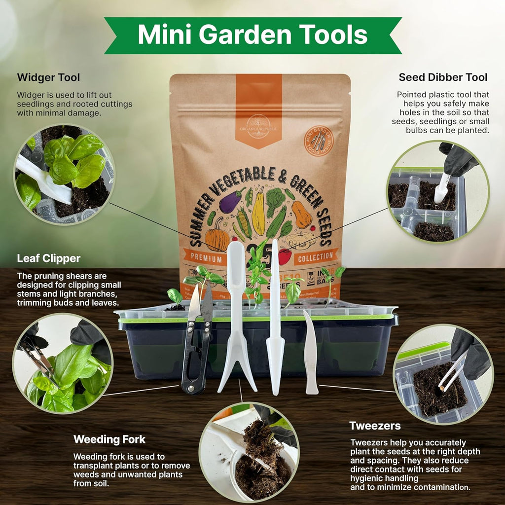 Organo Republic 25 Summer Vegetable Garden Seed Variety Pack - 6,510+ Non-GMO Heirloom Veggie & Greens Seeds for Outdoors & Indoor Home Garden, Including Collards, Pepper, Okra, Onion, Bean, Cucumber