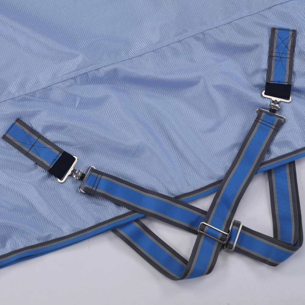 Horse Fly Sheet, Standard Neck Comfy Mesh Fly Sheet for Horses, Equine Summer Sheets UV-Protective Lightblue 75