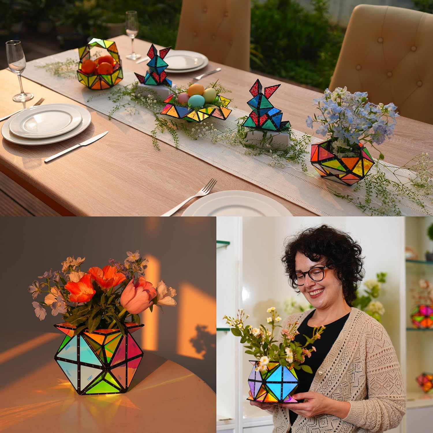 TOSY Magnet Pyramid Glow - 1 Cube Transforms into 1 Billion Shapes, 12 Pieces, 243 Rare Earth Magnets, Glowing, Holographic Design Magnet Tiles Creative Puzzle STEM/STEAM Toy