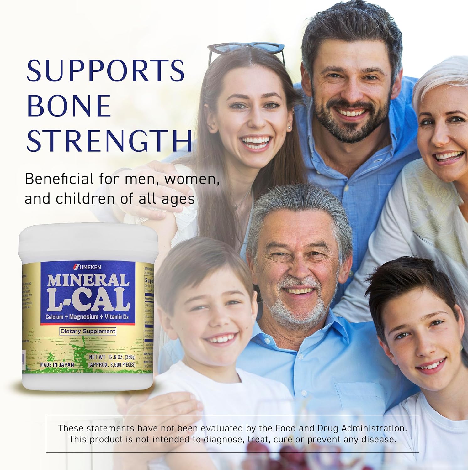 Mineral L-Cal Calcium with Vitamin D3, 12 Month Supply, Water Soluble Ball Format with Magnesium & Minerals, Fast Absorbing Calcium Magnesium D3 Supplement, 3,600 Balls per Bottle, 360g, Pack of 2