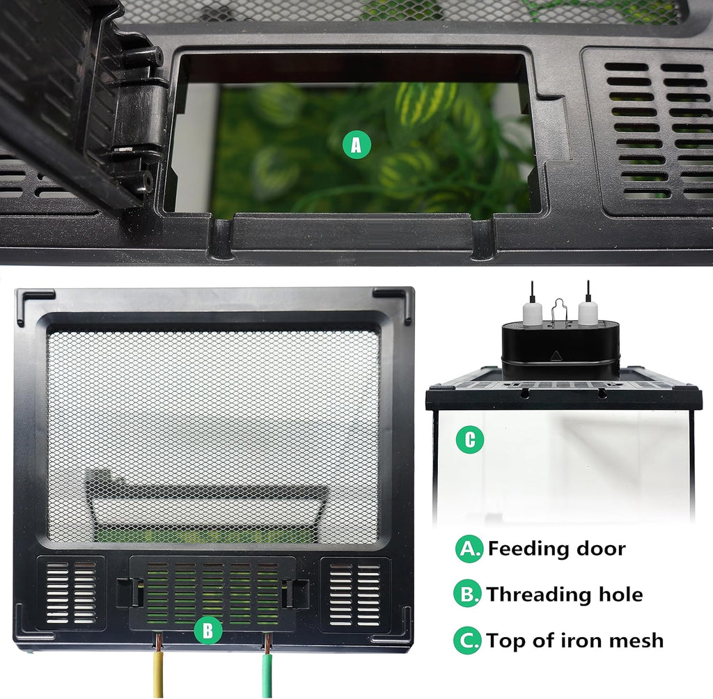 Mini Reptile Glass Terrarium Tank 8"x8"x12“ Full View with Front Opening Door and Enclosure Habitat Cage for Leopard Gecko Tarantula Young Lizard Hermit Crab Frog Insects Breeding Tank