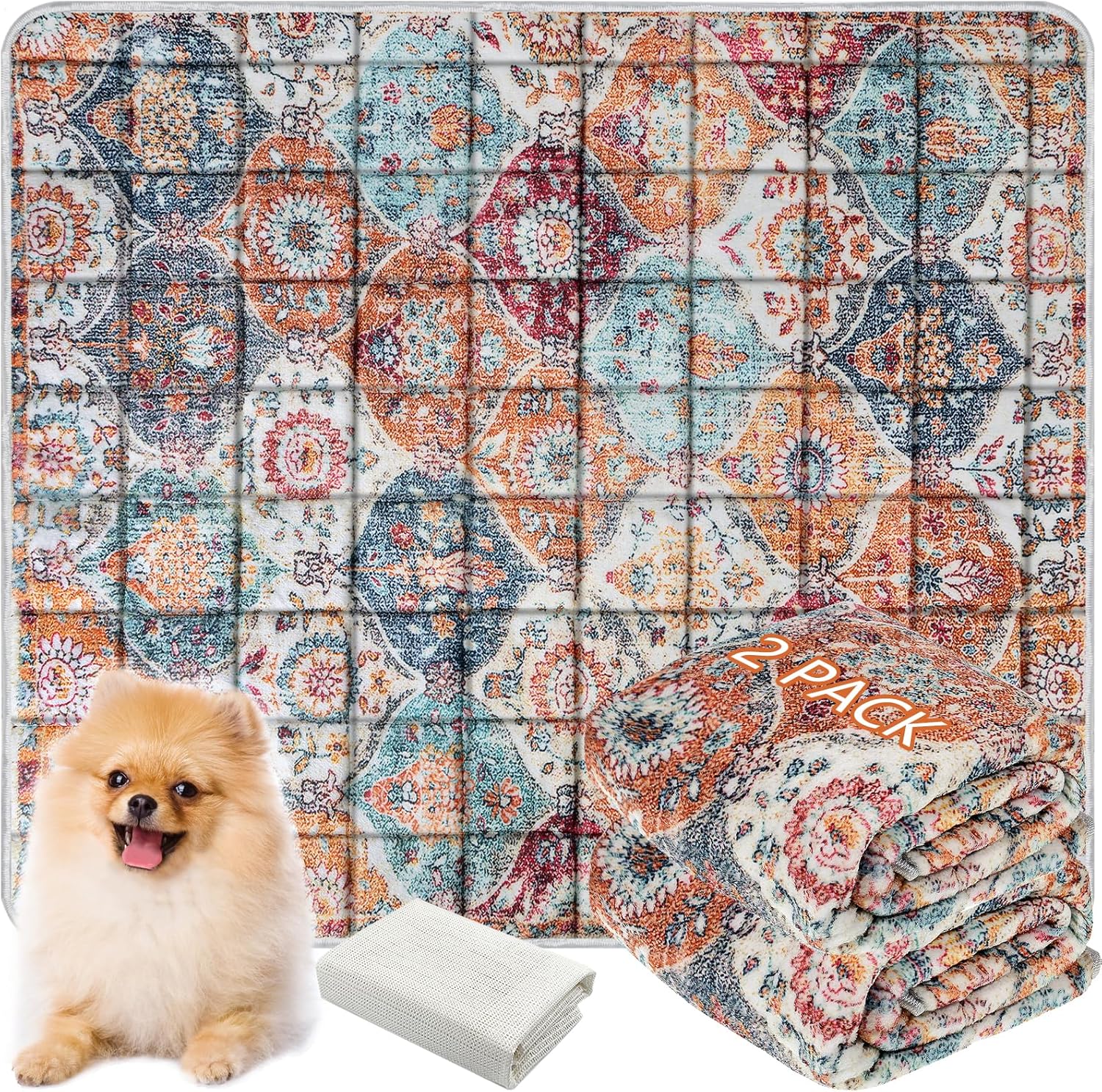 Washable Thickened Pee Pads for Dogs, 2 Pack (36"x42") Upgrade Reusable Puppy Pads with Non-Slip Rug, Super Absorbent Leakproof Puppy Training & Whelping Pads for Dogs, Doggie