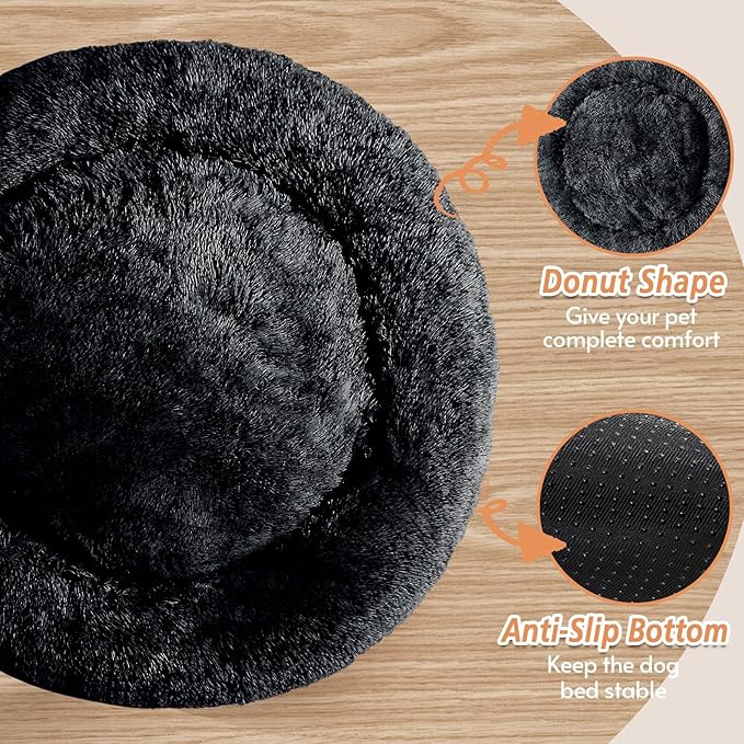 JOLLYVOGUE Calming Dog Beds Large Sized Dog, 36in Donut Washable Large Pet Bed - Image 3