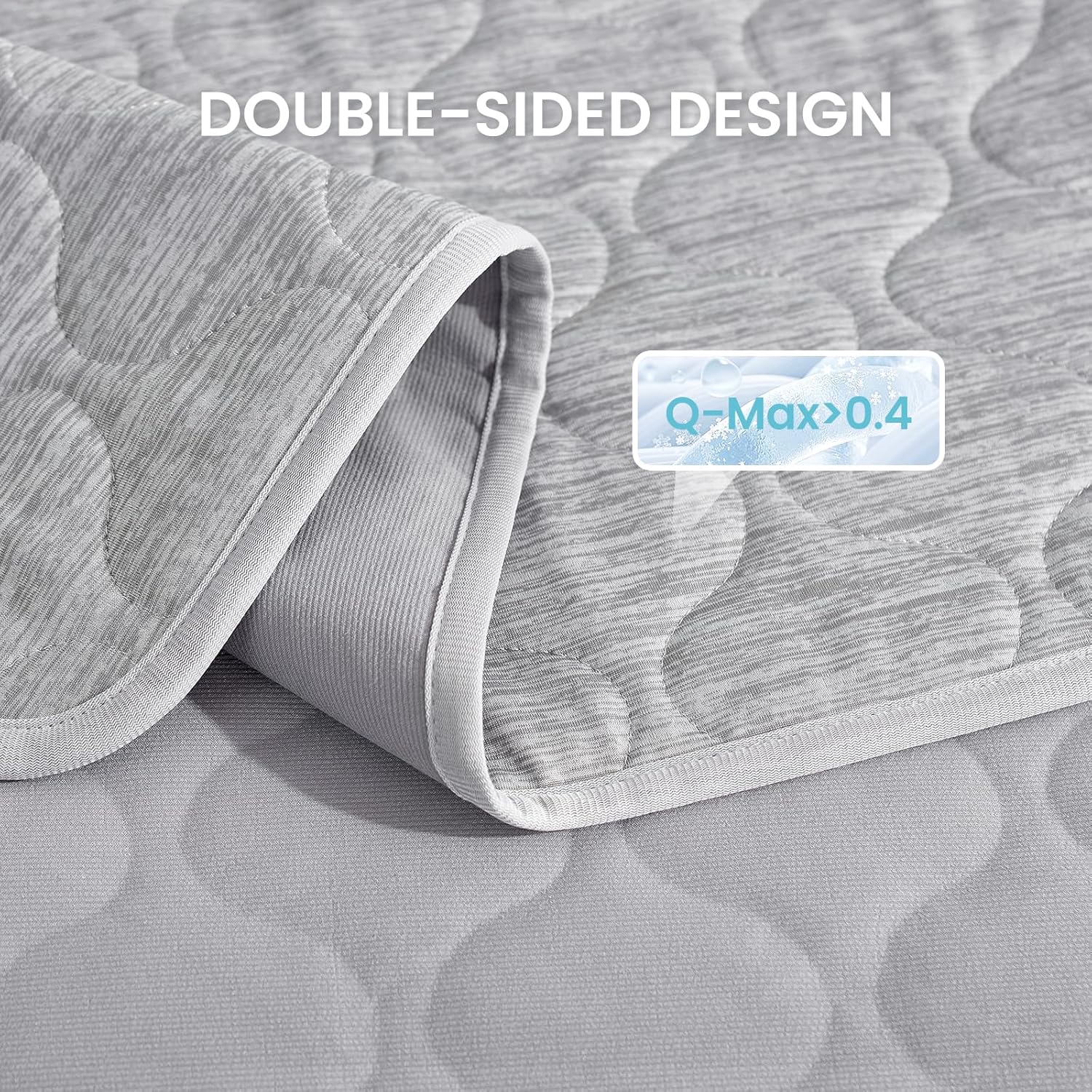 Cozy Bliss Leakproof Cooling Blanket for Large Dogs – Q-Max>0.4, Durable & Washable Dog Cooling Mat for Hot Weather, Soft Pet Throw & Couch Protector for Multiple Pets 60x80 Inch, Heather Silver Grey