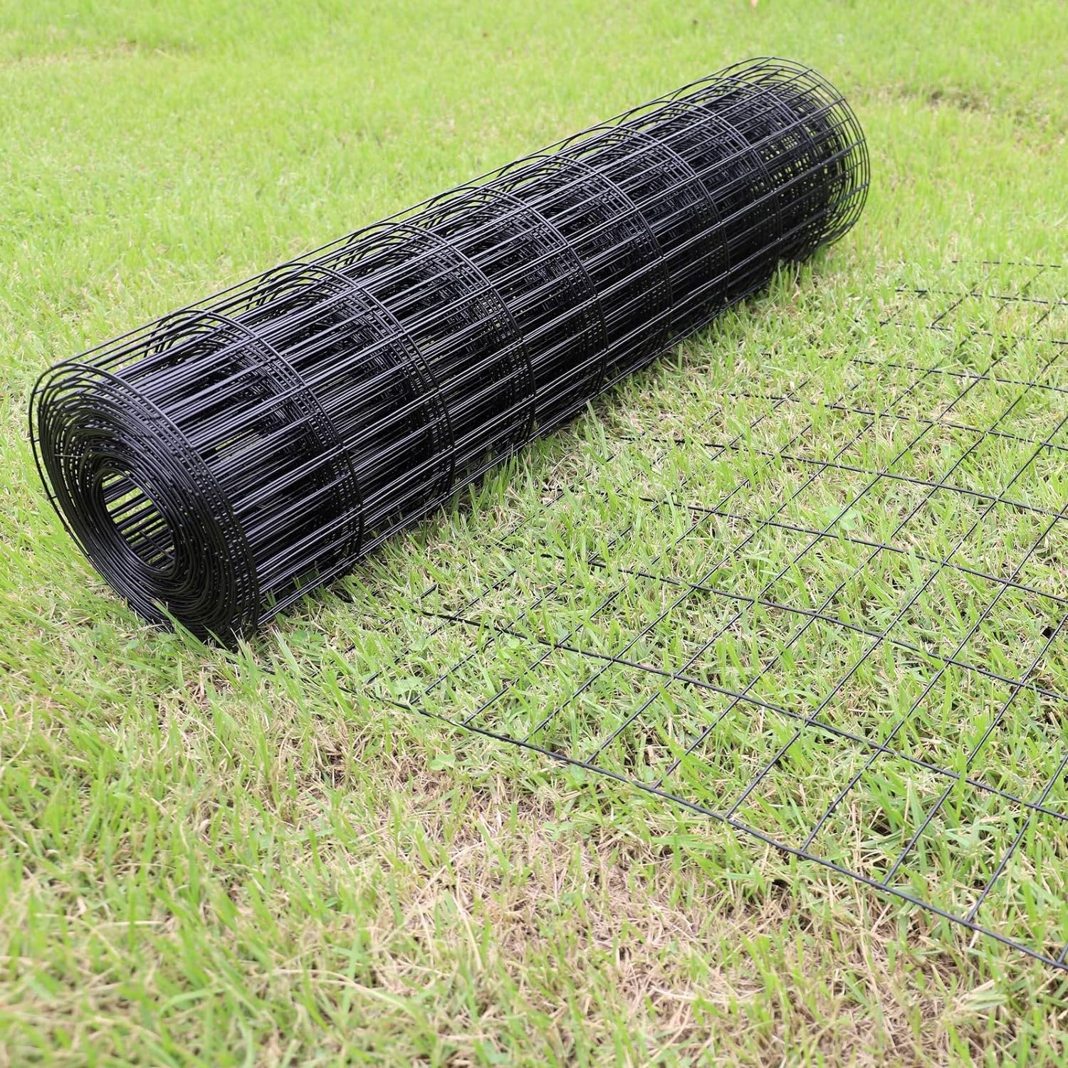 Black PVC Coated Welded Wire Fence 36 Inch x 50 Foot, 2 Inch x 4 Inch 14GA, Garden Border Fencing Roll Vinyl Coating Metal Wire Mesh Hardware Cloth for Yard Vegetable Plant Protection