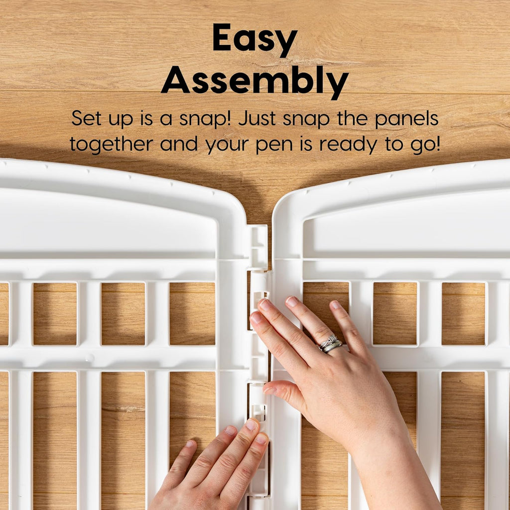 IRIS USA 24" 4-Panel Dog Playpen with Door, 35 x 35 x 24, Puppy Playpen, Dog Play Pen Indoors, Pet Fence, Puppies/Small Dogs, White