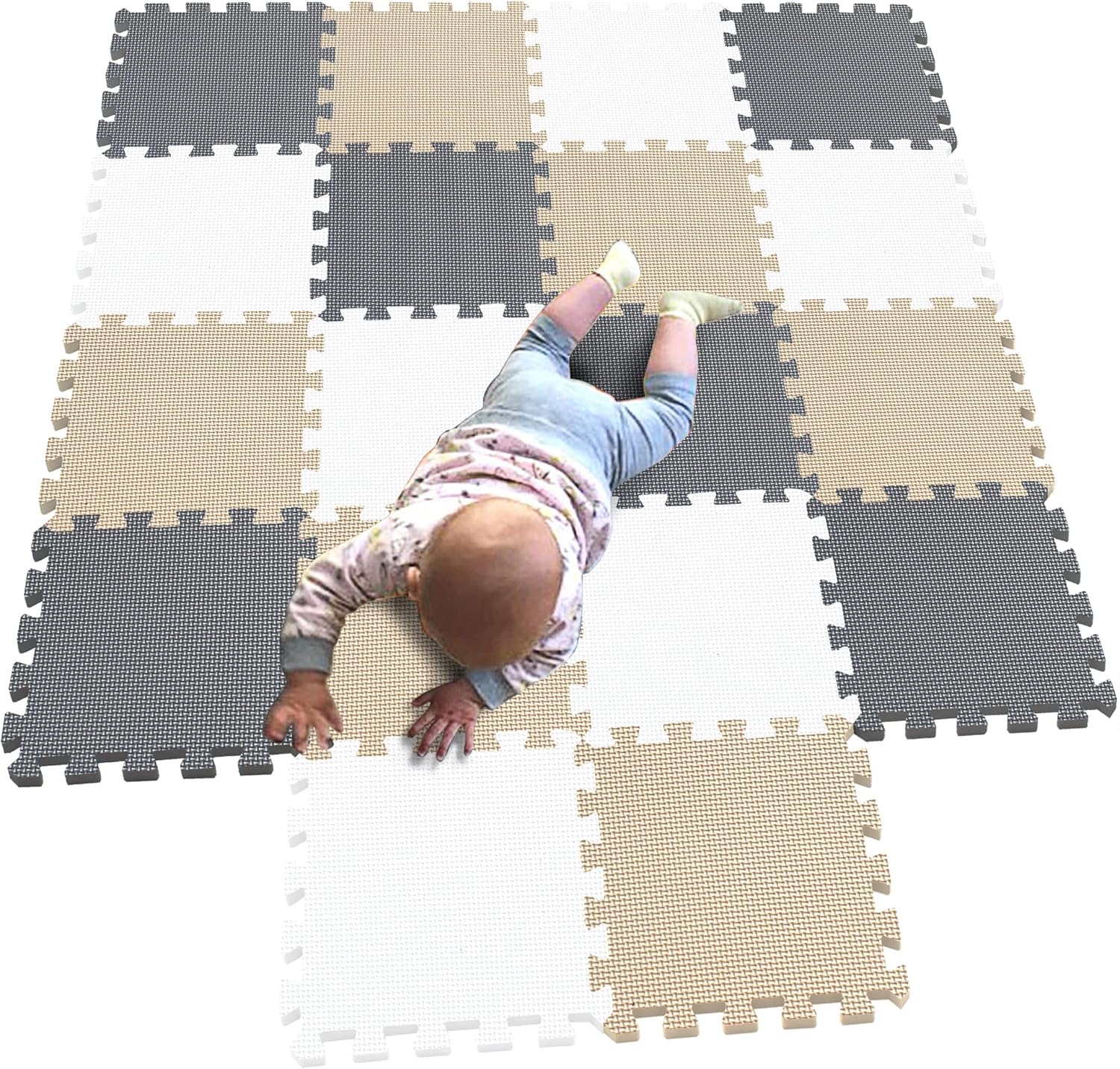 MQIAOHAM® 18 Pieces Puzzle Play Mats, Soft Baby Play Mat, Kids Interlocking Foam Floor Tiles, Toddlers Carpet Playmats G301018-101110112