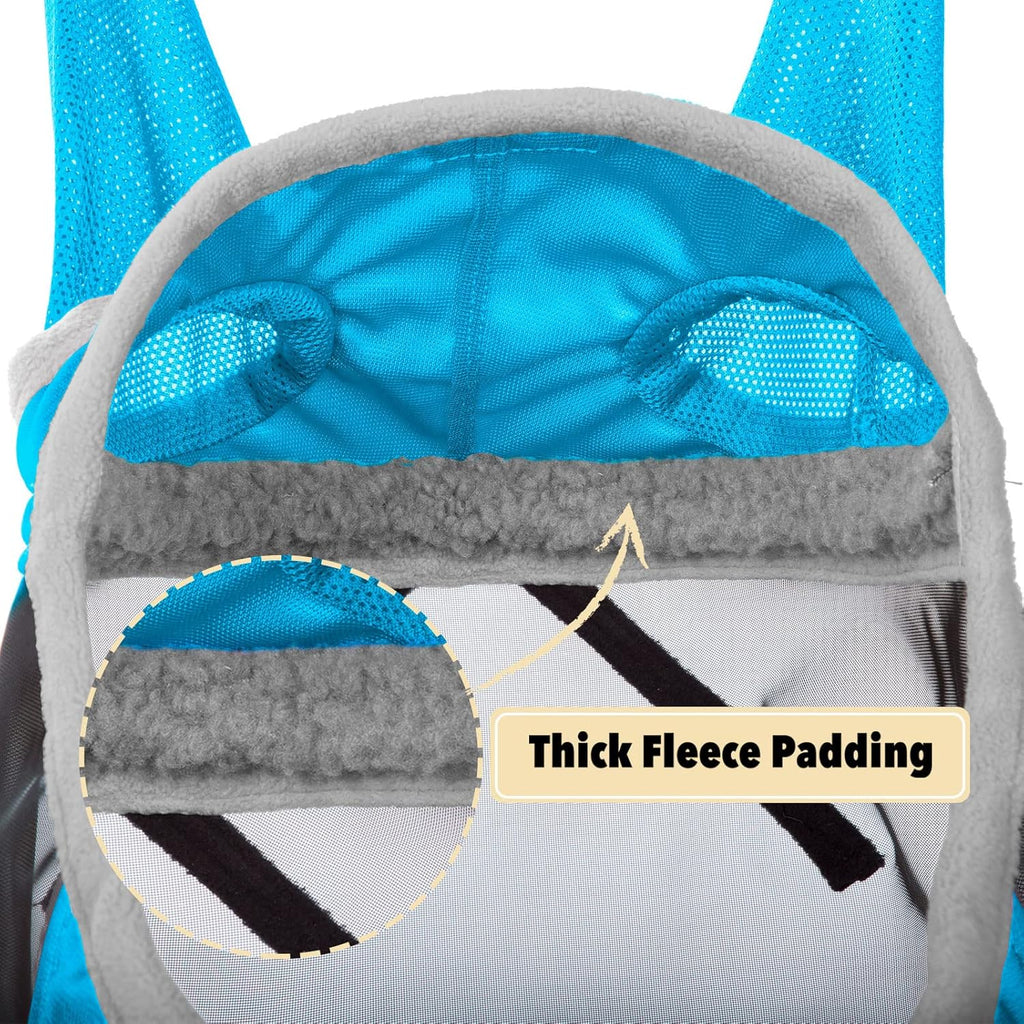 Harrison Howard Pro Luminous Horse Fly Mask Standard with Ears UV Protection for Horse Azure Blue/Silver XL Extra Full Size