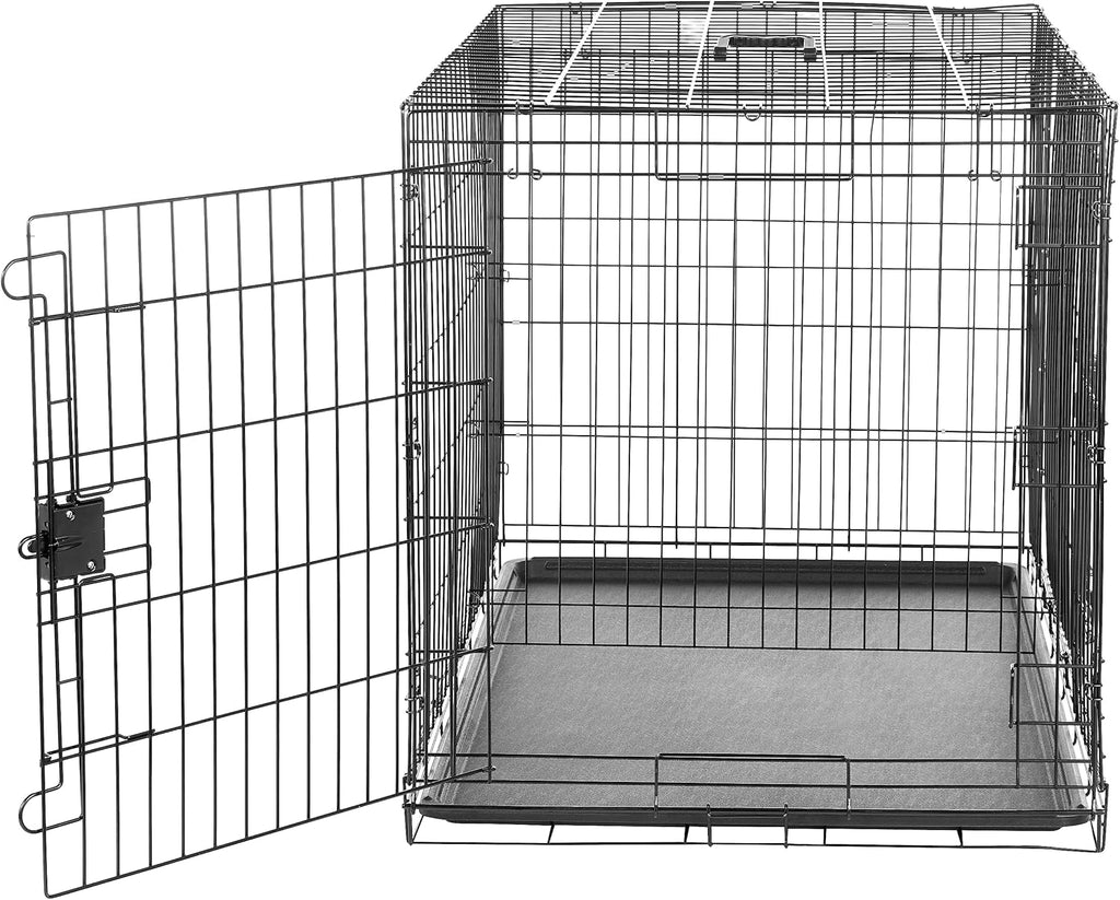 Amazon Basics Durable,Foldable Metal Wire Dog Crate with Tray, Double Door, 42 x 28 x 30 in, Black