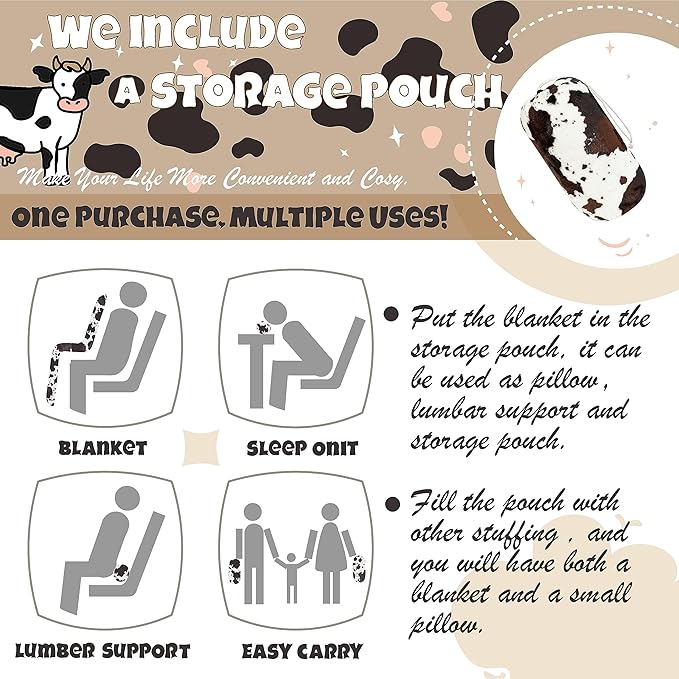 Bnuitland Brown Cow Print Throw Blanket - Image 3