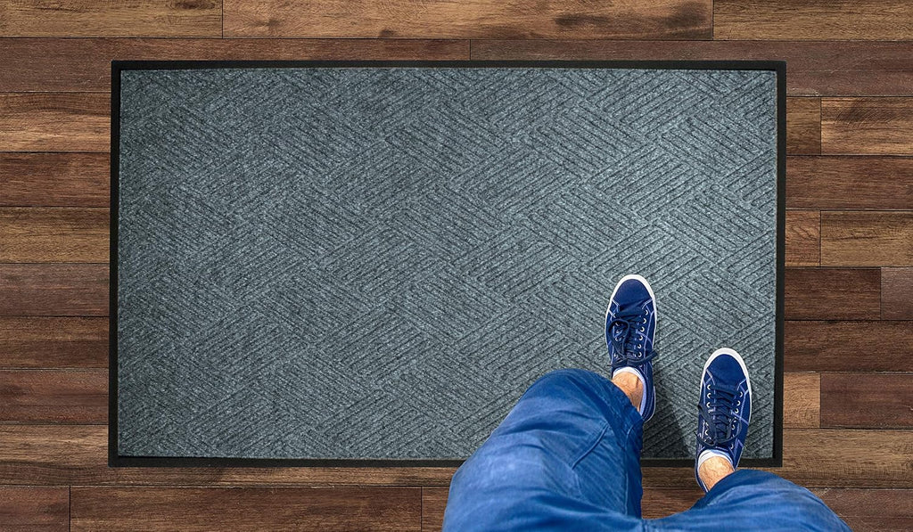 WaterHog Diamond | Commercial-Grade Entrance Mat with Rubber Border – Indoor/Outdoor, Quick Drying, Stain Resistant Door Mat (Bluestone, 3' x 12')