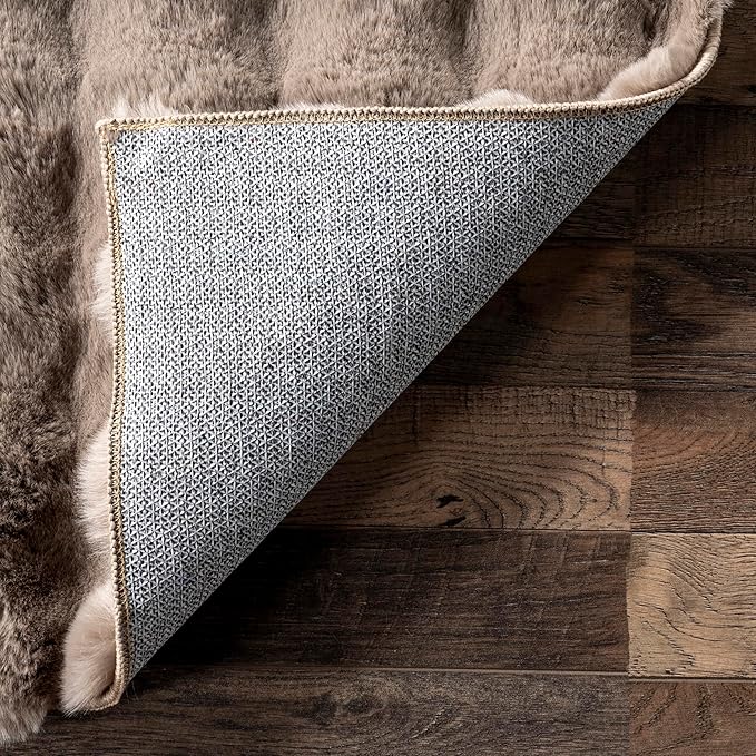 nuLOOM Jeni Taupe, 2'6" x 10', Solid Faux Rabbit, Fluffy and Cozy, High Traffic, Stain Resistant, Easy Clean, Durable Washable Runner for Bedroom, Living Room, Dining, Den, Foyer, Entryway