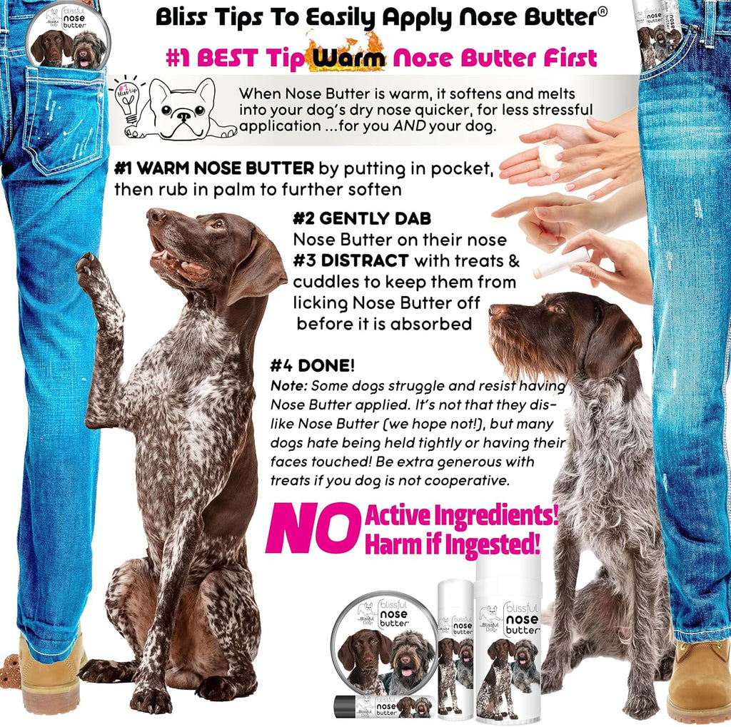 The Blissful Dog German Shorthaired Pointer Nose Butter for Dry, Cracked Skin, Lick-Safe Dog Nose Balm with Moisturizing Shea Butter, Almond, Olive, and Essential Oils, Pet Supplies, Uncented, 8 oz.