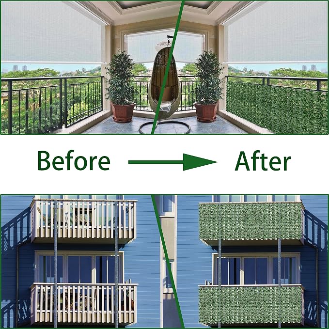 Artificial Fence Privacy Screen: 6FT x 20FT UV-Anti Faux Greenery Backdrop Ivy - Image 4